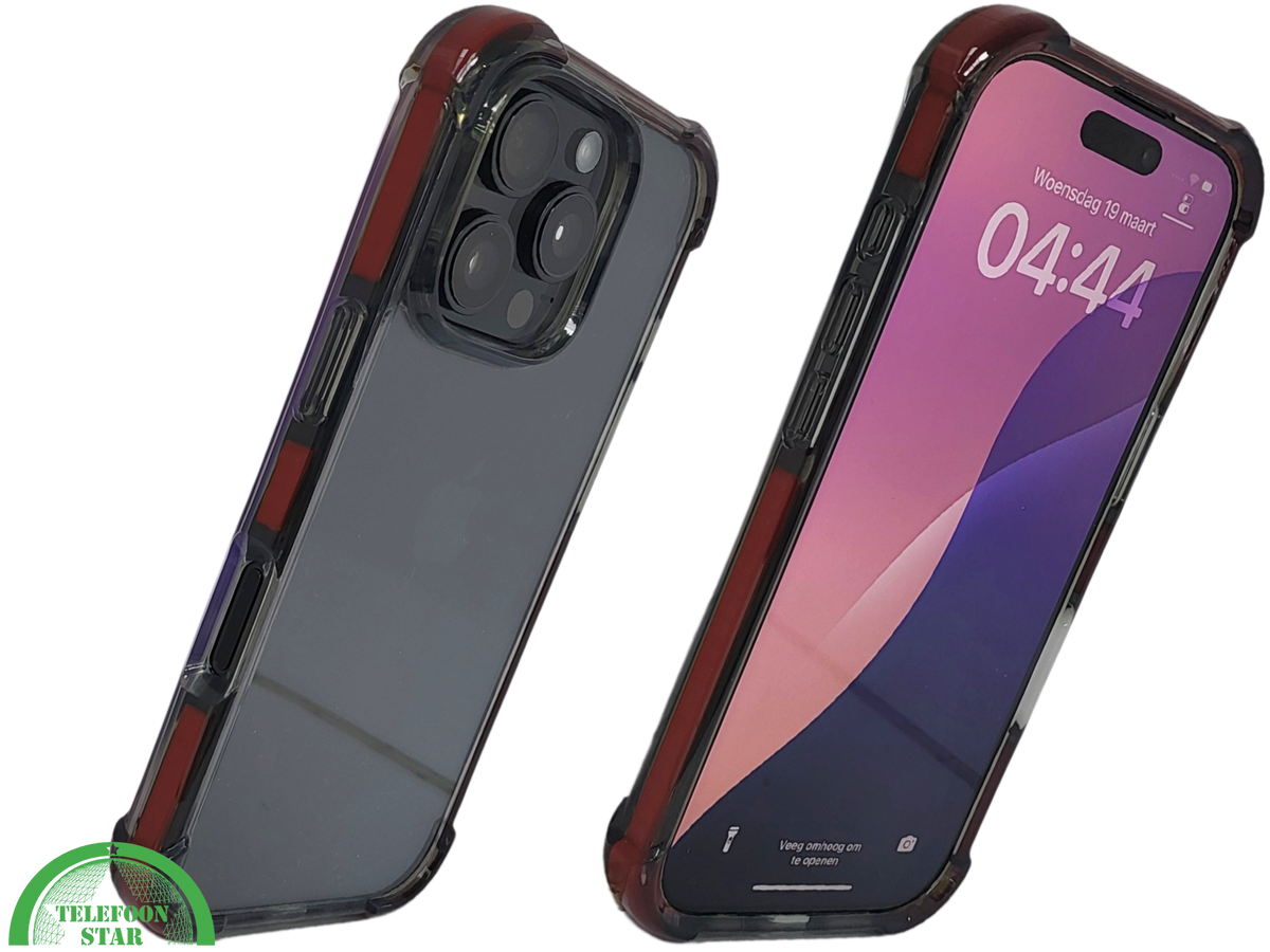 iPhone 16 Pro Rood Hoesje Met Transparante Achterkant Stevige Randbescherming