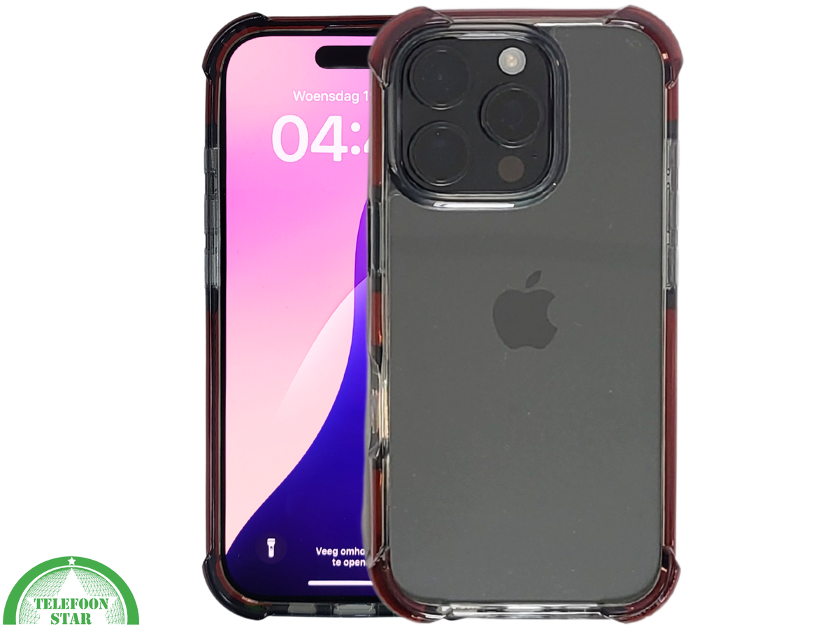 iPhone 16 Pro Rood Hoesje Met Transparante Achterkant Stevige Randbescherming