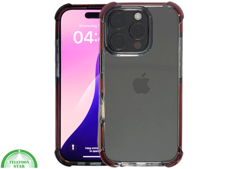 iPhone 16 Pro Rood Hoesje Met Transparante Achterkant Stevige Randbescherming