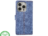 iPhone 15 Pro Jeans Look Hoesje &ndash; Stoere Bookcase met Pasjeshouder | Telefoonstar