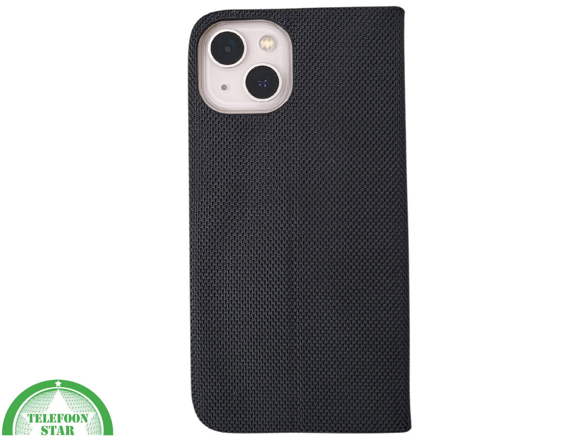 Zwart Bookcase Hoesje iPhone 13 / 14 &ndash; Met Structuur en Pasjeshouder | &euro;14,95