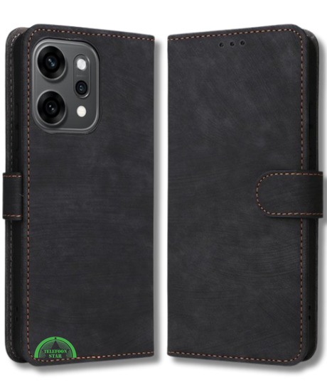 Hoesje voor Oppo Reno 12 5G Zwart Bookcase Premium kunstleer volledig