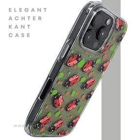 iPhone 16 Pro Max Transparant Hoesje Met Lieveheersbeestjes Groene Achtergrond Bescherming