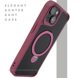 iPhone 15 Plus Hoesje &ndash; Zwart-Bordeaux met MagSafe Ring | Stijlvol &amp; Functioneel