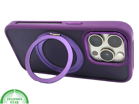Paars iPhone 15 Pro Hoesje met Ringhouder &ndash; MagSafe &amp; Kickstand | Telefoonstar.nl
