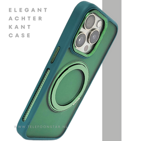 Glanzend Groen iPhone 15 Pro Hoesje met Ringhouder &ndash; Transparant &amp; MagSafe | Telefoonstar.nl