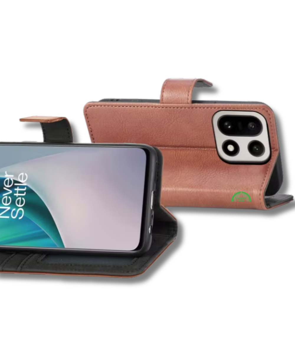 Bookcase Hoesje OnePlus 15 Bruin Magnetische klepsluiting