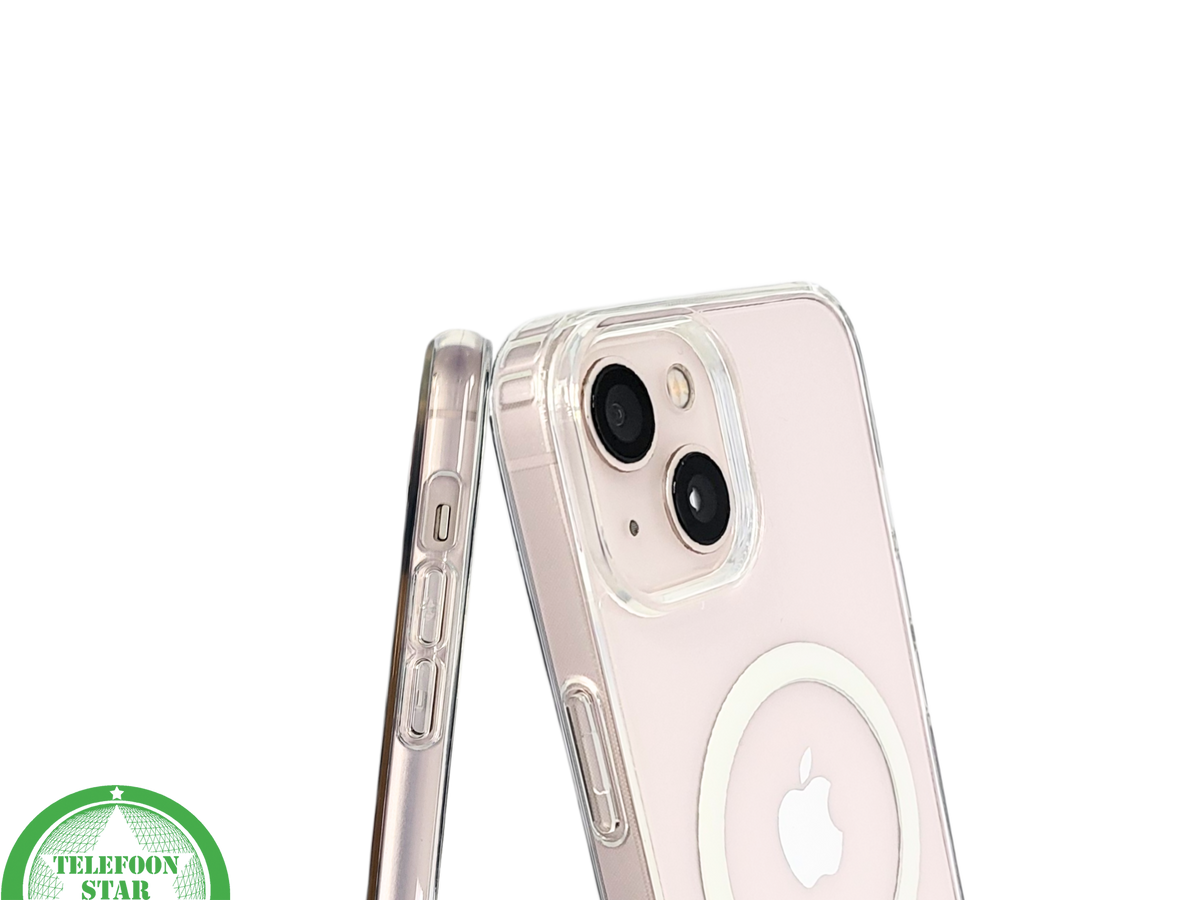 ClearMag Halo &ndash; Transparant iPhone 13 / 14 Hoesje met Witte Magneetring | Telefoonstar.nl