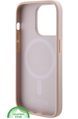 Hoesje voor iPhone 15 Pro – Lichtroze Design met Gouden Detail