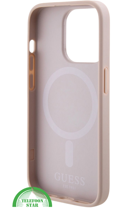 Hoesje voor iPhone 15 Pro – Lichtroze Design met Gouden Detail