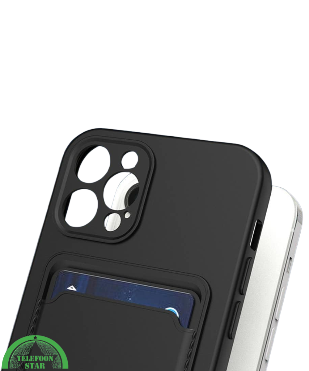Zwart Hoesje voor iPhone 12 Pro met Kaartvak, Praktisch, Slank &amp; Veilig