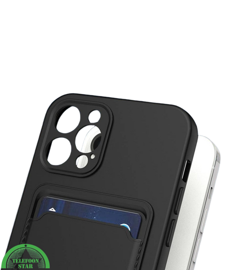 Zwart Hoesje voor iPhone 12 Pro met Kaartvak, Praktisch, Slank &amp; Veilig