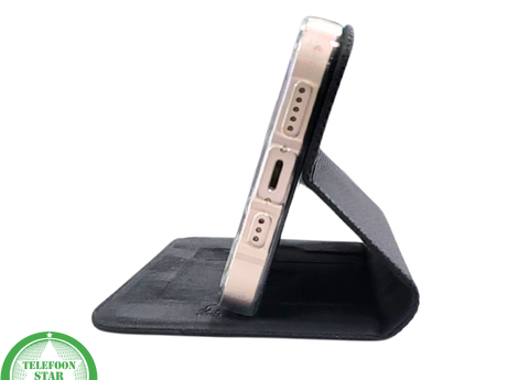 Zwart Bookcase Hoesje iPhone 13 / 14 &ndash; Met Structuur en Pasjeshouder | &euro;14,95