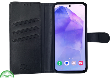 Samsung Galaxy S26 Lichtzwart Boek Case Leer Stijlvolle