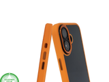 iPhone 16 Plus oranje transparant met schokbestendige bescherming