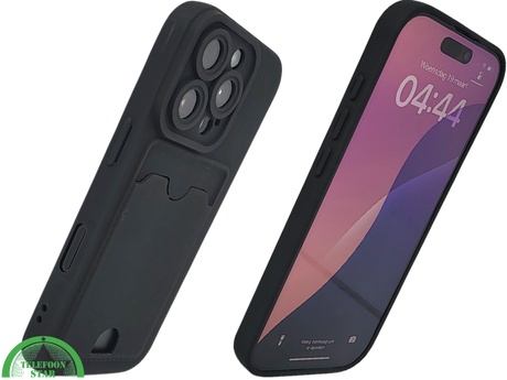 iPhone 16 Pro Zwart Hoesje Met Kaarthouder Stevige Bescherming Rugcover