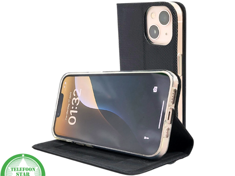 Zwart Bookcase Hoesje iPhone 13 / 14 &ndash; Met Structuur en Pasjeshouder | &euro;14,95