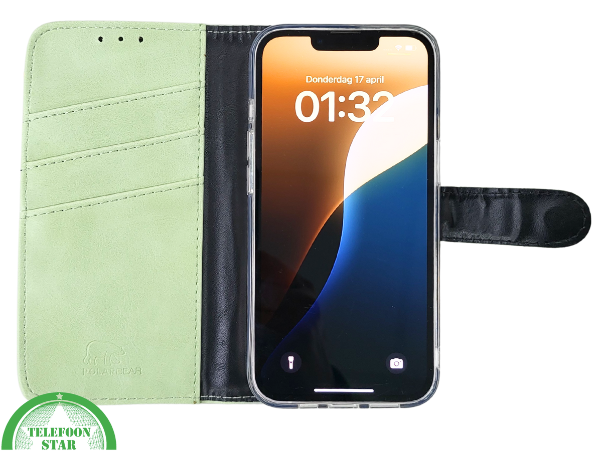 Mintgroen Bookcase Hoesje iPhone 13 en 14 Wallet Case met Magneetsluiting | &euro;14,95