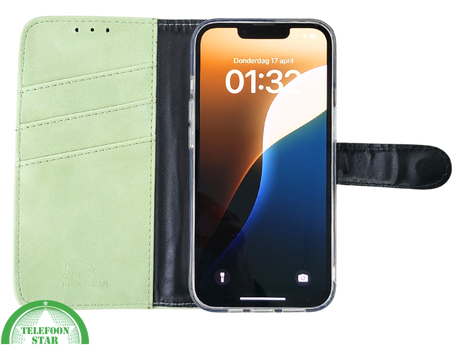 Mintgroen Bookcase Hoesje iPhone 13 en 14 Wallet Case met Magneetsluiting | &euro;14,95