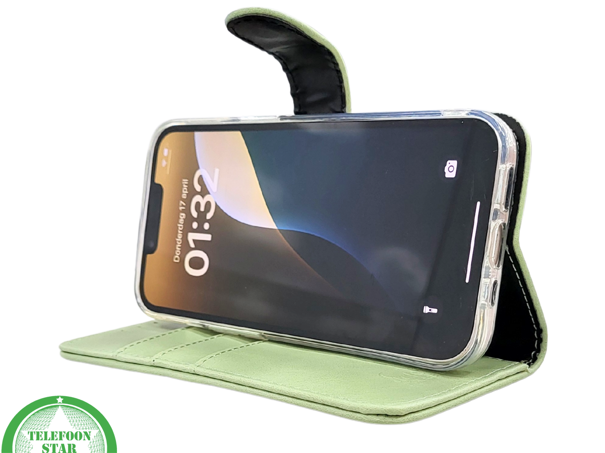 Mintgroen Bookcase Hoesje iPhone 13 en 14 Wallet Case met Magneetsluiting | &euro;14,95