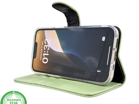 Mintgroen Bookcase Hoesje iPhone 13 en 14 Wallet Case met Magneetsluiting | &euro;14,95