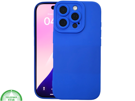 iPhone 16 Pro Blauw Hoesje Mat Design Met Verhoogde Camerabescherming