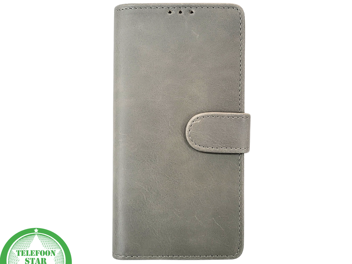 iPhone 15 Pro Hoesje Grijs &ndash; Elegant Bookcase met Pasjeshouder | Telefoonstar