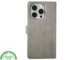 iPhone 15 Pro Hoesje Grijs &ndash; Elegant Bookcase met Pasjeshouder | Telefoonstar