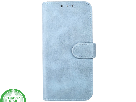 Lichtblauw Bookcase Hoesje iPhone 13 en 14 Met Sluitbandje en Pasjeshouder prijs goedkoop &euro;14,95