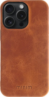 iPhone 15 Pro 100% Leer hoesje | Lederen Backcover | Minimalistisch | Cognac