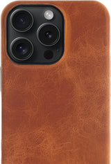 iPhone 15 Pro 100% Leer hoesje | Lederen Backcover | Minimalistisch | Cognac