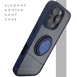iPhone 16 Pro Donkerblauw Hoesje Met Ringhouder Stevige Rugcover Voor Extra Grip
