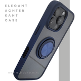 iPhone 16 Pro Donkerblauw Hoesje Met Ringhouder Stevige Rugcover Voor Extra Grip