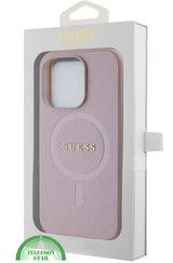Hoesje voor iPhone 15 Pro – Lichtroze Design met Gouden Detail