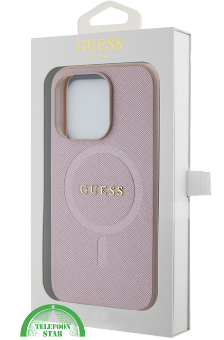 Hoesje voor iPhone 15 Pro – Lichtroze Design met Gouden Detail