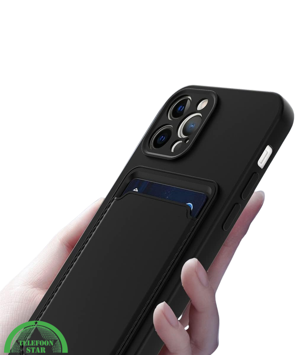 Zwart Hoesje voor iPhone 12 Pro met Kaartvak, Praktisch, Slank &amp; Veilig