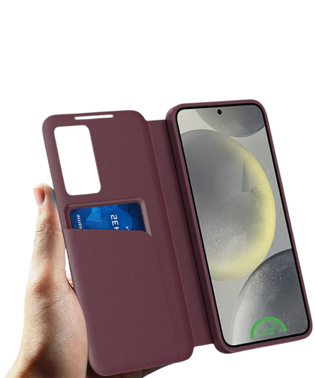 Samsung Galaxy S26 Ultra Hoesje Rood Smart View Bookcase met Pasjeshouder