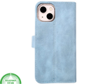 Lichtblauw Bookcase Hoesje iPhone 13 en 14 Met Sluitbandje en Pasjeshouder prijs goedkoop &euro;14,95