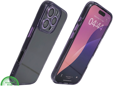 iPhone 16 Pro Paars Hoesje Transparante Achterkant Elegante Bescherming