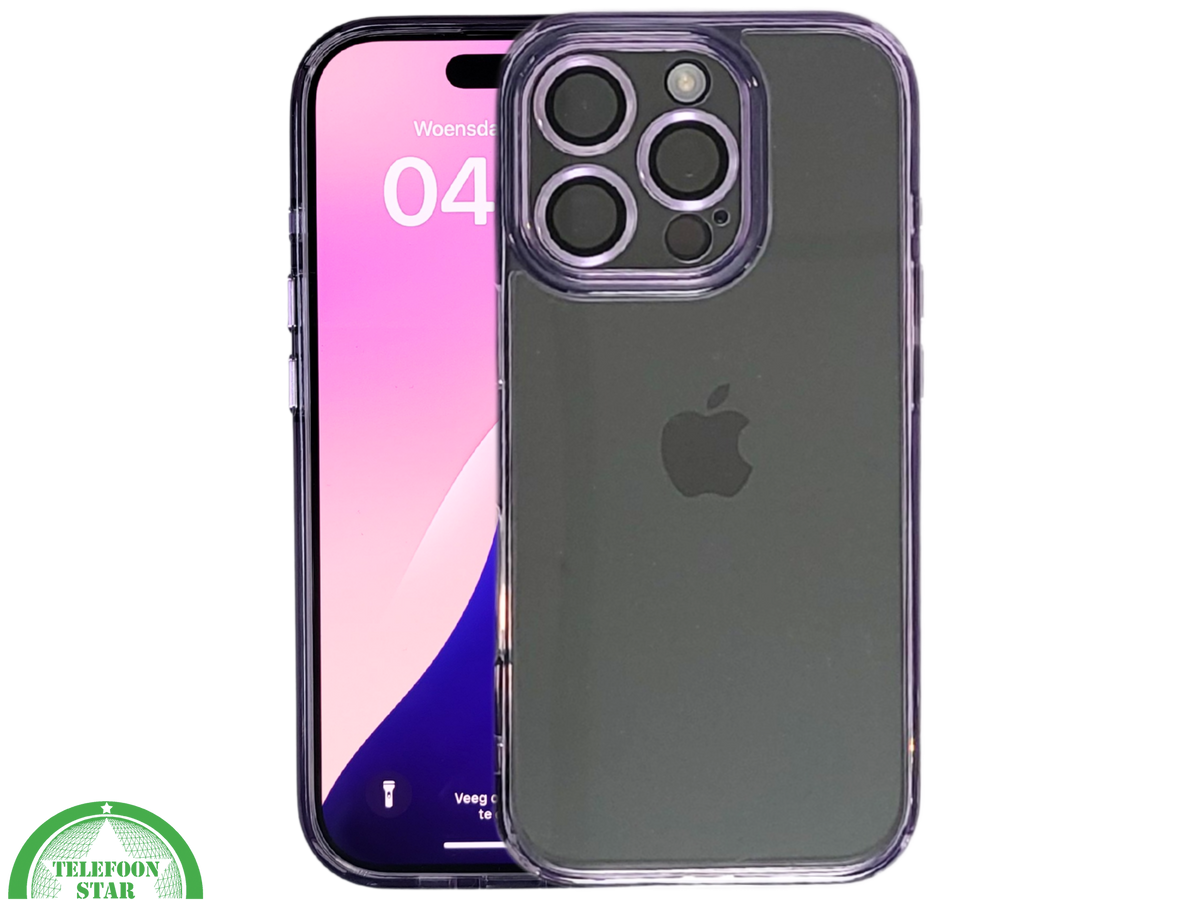 iPhone 16 Pro Paars Hoesje Transparante Achterkant Elegante Bescherming