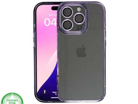 iPhone 16 Pro Paars Hoesje Transparante Achterkant Elegante Bescherming
