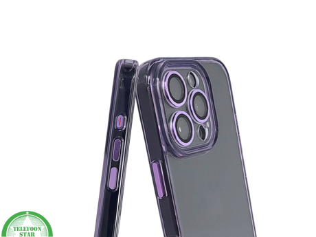 iPhone 16 Pro Paars Hoesje Transparante Achterkant Elegante Bescherming