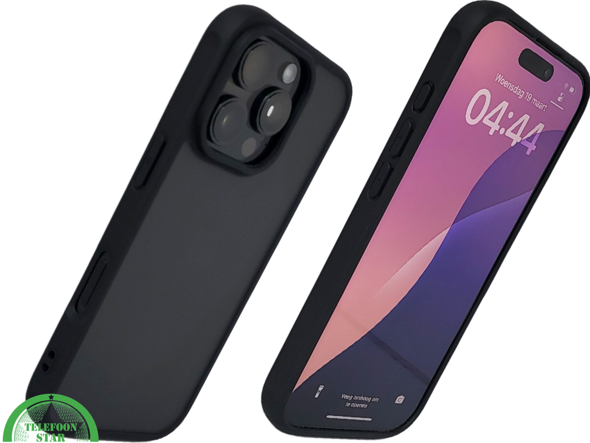 iPhone 16 Pro Zwart Hoesje Mat Design Strakke Achterkant Bescherming