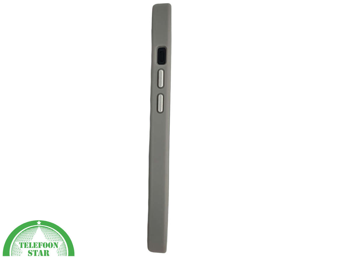 iPhone 15 Hoesje &ndash; Transparant Met Taupe Rand &amp; Zilveren Ringhouder | Elegant &amp; Functioneel