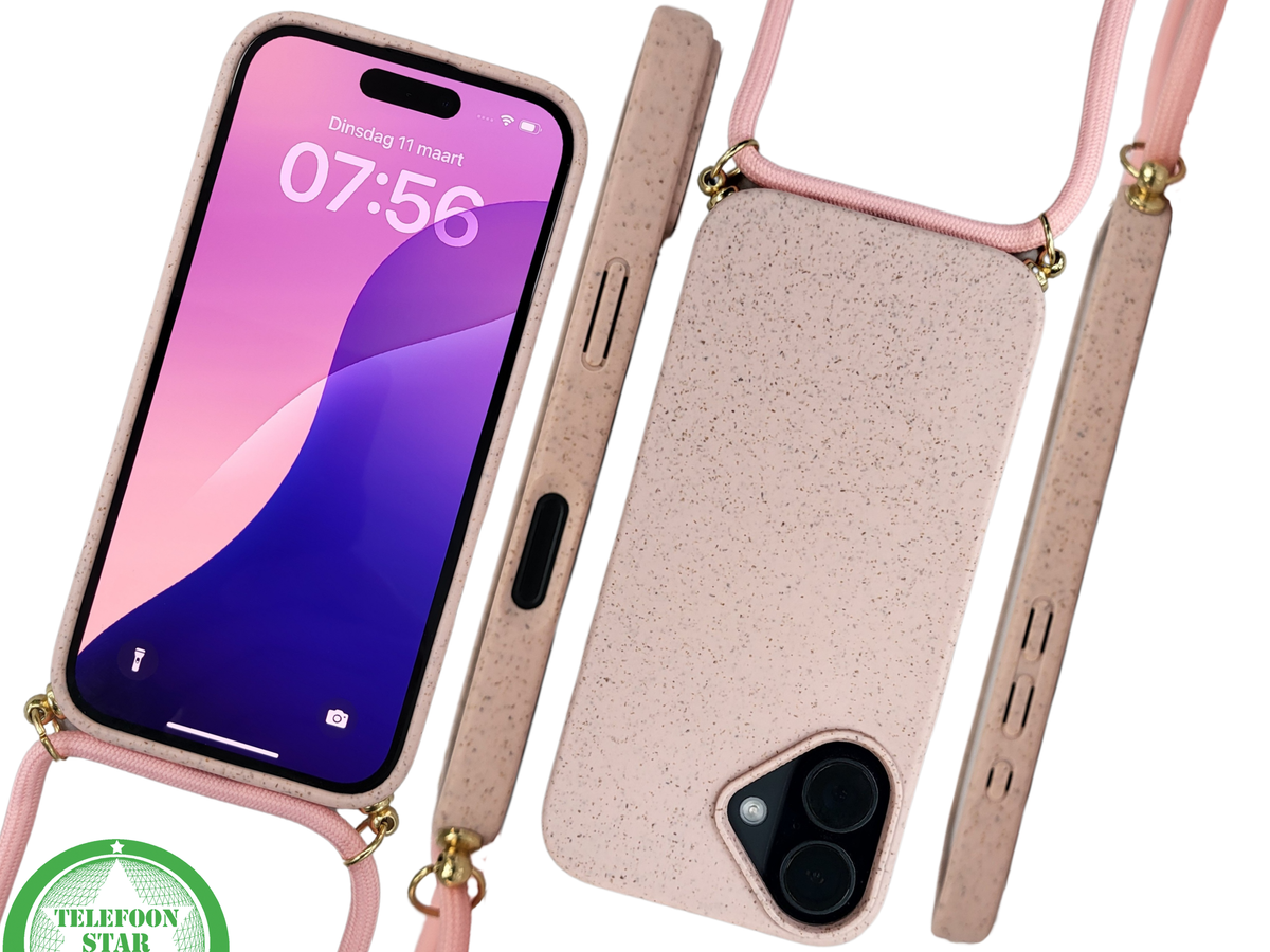 iPhone 16 Hoesje met Koord Roze &ndash; Elegant &amp; Duurzaam