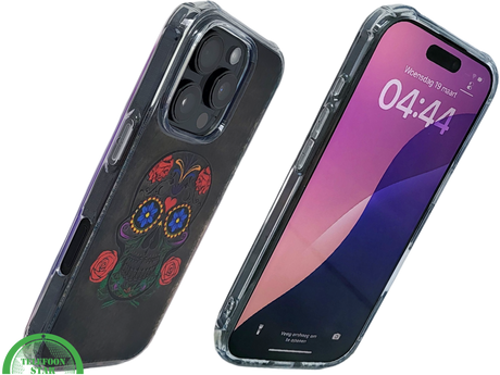 iPhone 16 Pro Hoesje met Skull Design &ndash; Elegante Achterkant Bescherming Telefoonhoesje Transparant &amp; Stevig