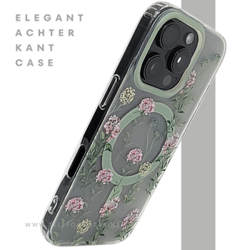 iPhone 16 Pro Transparant Hoesje Met Groene Bloemenprint Elegante Achterkant Bescherming