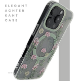 iPhone 16 Pro Transparant Hoesje Met Groene Bloemenprint Elegante Achterkant Bescherming