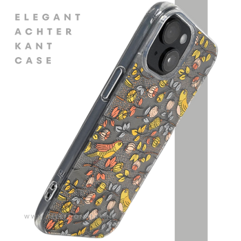 iPhone 15 Hoesje &ndash; Herfstvogels Design met Transparante Rand | Kleurrijk &amp; Beschermend