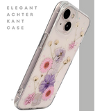 Bloemen Hoesje iPhone 13 / 14 &ndash; Transparant Met Echte Bloemenlook
